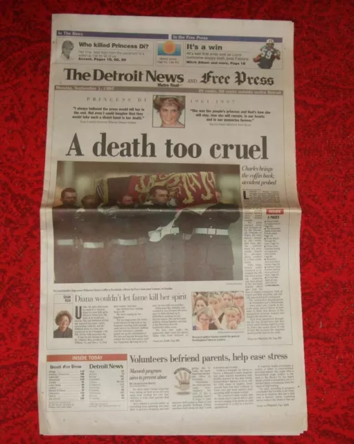 The Detroit Newspaper Princess Diana of Wales Death September 1, 1997 Spencer