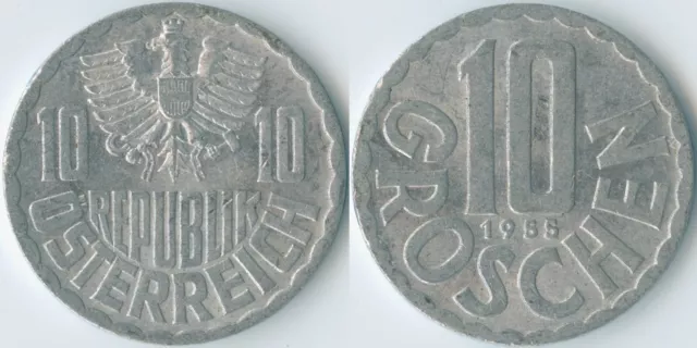 Austria 1955 10 Groschen KM# 2878 Al Second Republic Coat of Arms Eagle Value