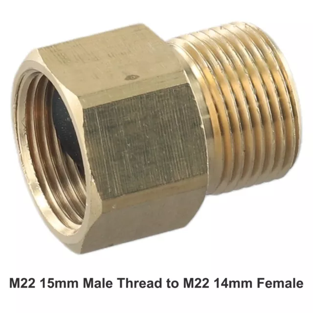 1X M22 15mm Male Thread To M22 14mm Female Metric Adapter Pressure Washer Brass.