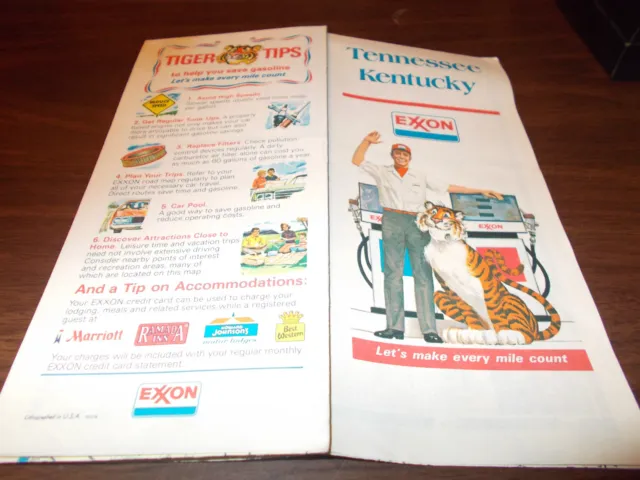 1977 Exxon Tennessee/Kentucky Vintage Road Map