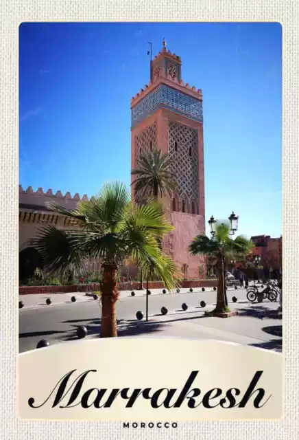 BLECHSCHILD REISE 20X30 cm Marrakesch Marokko Kultur Moschee