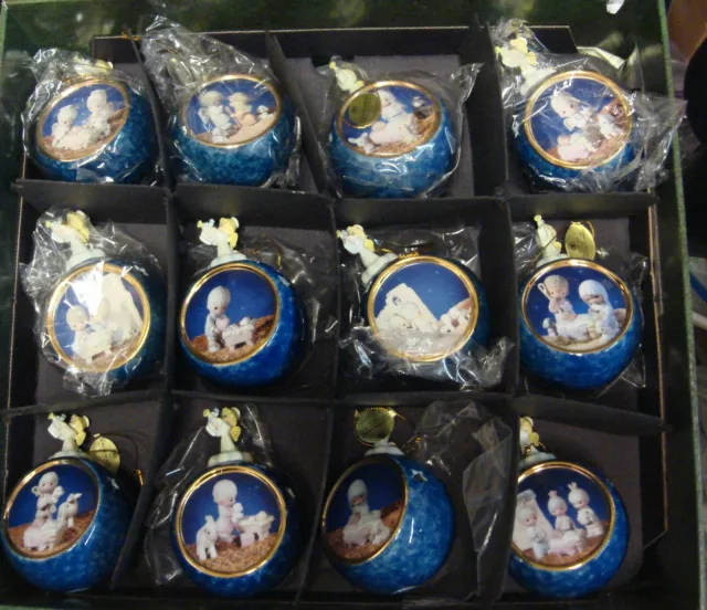 Bradford Editions PRECIOUS MOMENTS ENESCO Christmas Ornaments SET OF TWELVE