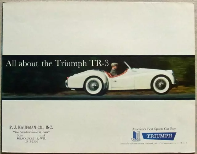 TRIUMPH TR3 USA Sports Car Sales Brochure March 1960 #3-60-SX.N.Y