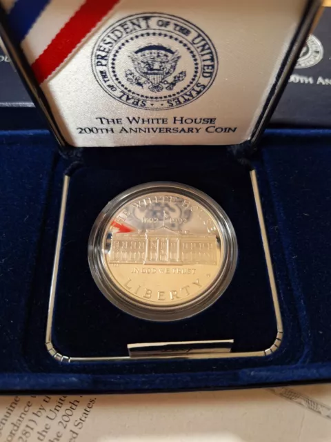 1992 Silver Dollar White House Commemorative in case with all paperwork