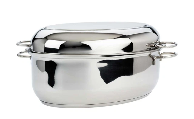 Kochtopf Bräter Aromabräter Edelstahl 2-tlg. Deckel Servierpfanne Induktion KHG