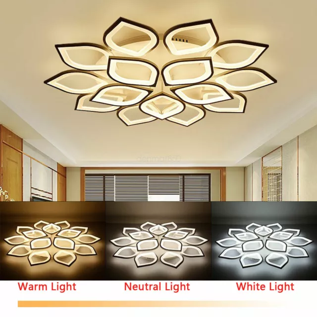 Modern Dimmable LED Ceiling Light Acrylic Pendant Hanging Lamp 10+5 head