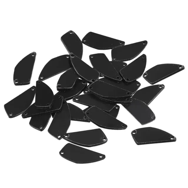 30Pcs Irregular Acrylic Sew on Mirror Pieces Rhinestones Beads, Black 25x11mm