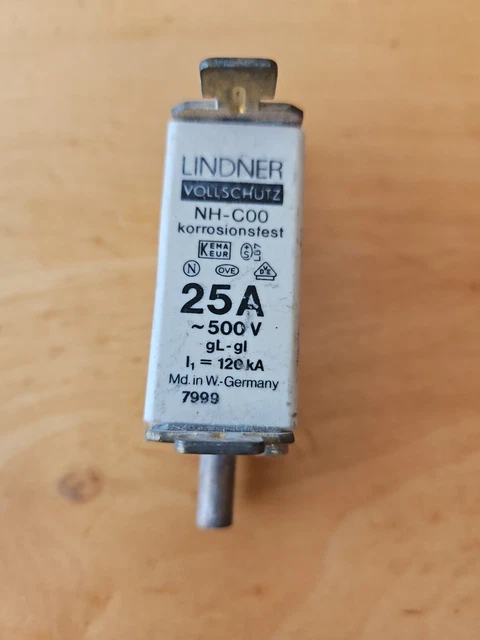 Sicherung NH-C00 25A 500V VOLLSCHUTZ LINDNER