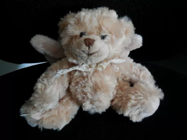 Doudou peluche ours marron beige + ailes BUKOWSKI 15cm assis