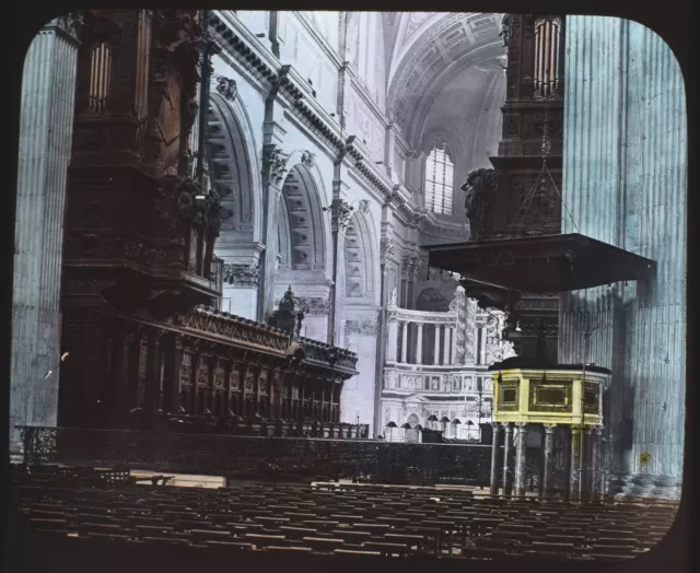 ST PAULS KATHEDRAL CHOR LONDON C1890 VIKTORIANISCHES FOTOGRAFIE Magic Latern Dias