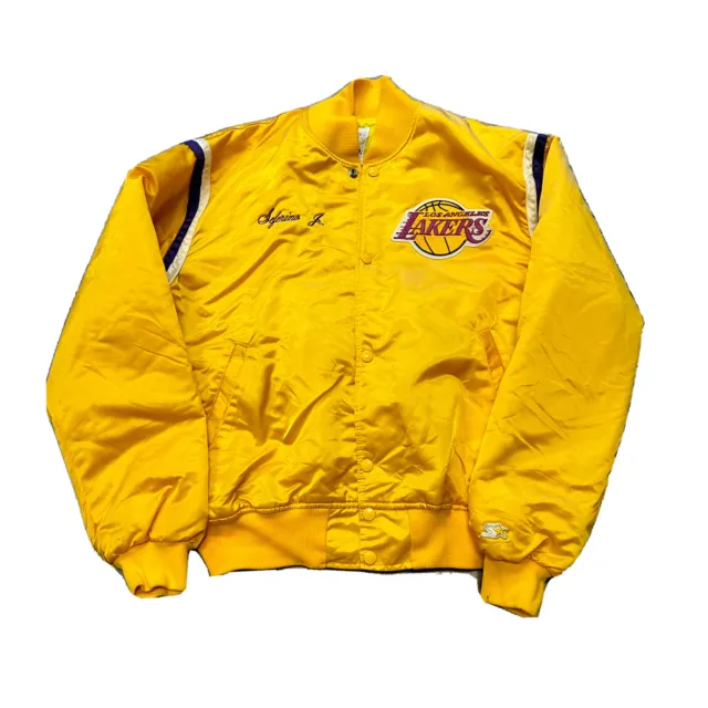 Los Angeles LA Lakers Starter NBA Varsity Bomber Button Nylon Jacket  sz-Med-NWT