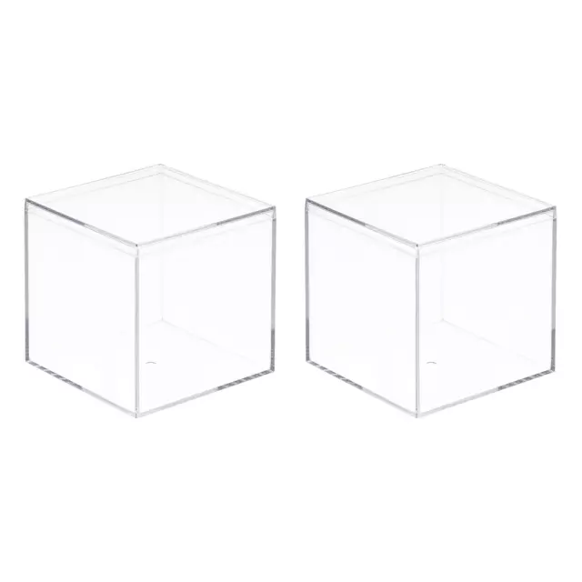 Transparente Acrílico Plástico Almacenamiento Caja,7.1x7.1x7.1cm Paquete de 2