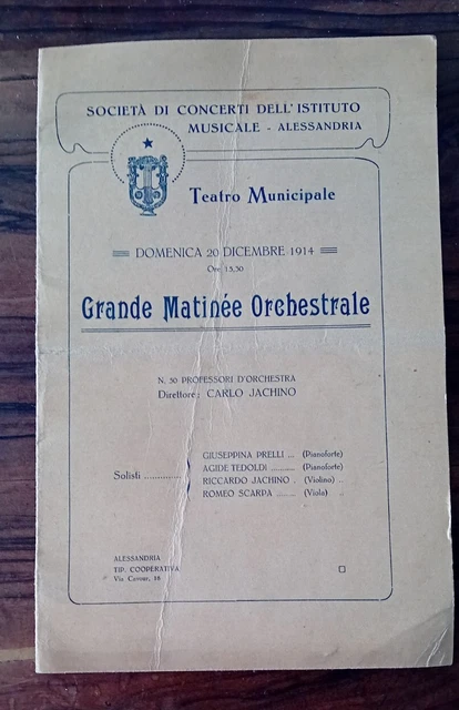 Programma Teatro Municipale Alessandria 1914 Carlo Jachino