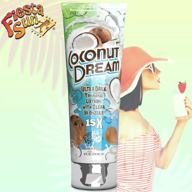 Fiesta Sun Coconut Dream dunkle Sonnenliege braun klar Bronzer Lotion kostenlose Brille