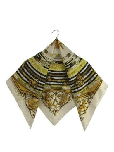 HERMES Scarf Silk White All over Ladies