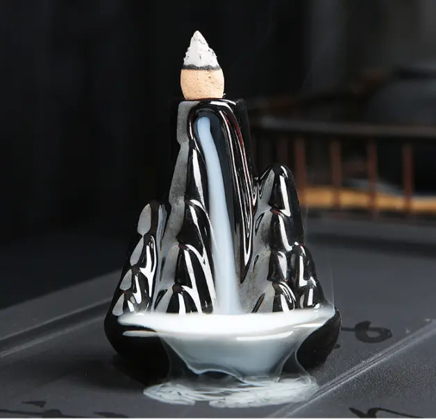 Waterfall Porcelain Backflow Ceramic Cone Incense Burner Holder HOT