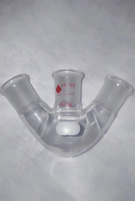 Ace Glass 15 mL 3-Neck Round Bottom Flask 14/20 Joint Angled Neck 9465-05