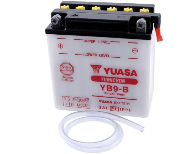 Batterie 12V 9Ah YUASA YB9-B sans acide de batterie
