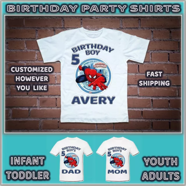 Spider-man Birthday Shirt For Kids Childs Children Youth Tshirt Party T Shirt