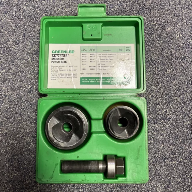 Greenlee 737/737BB 1.5" & 2" Conduit Ball Bearing Knockout Punch Set With Case
