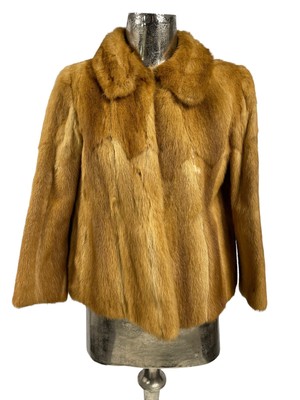 Donna Vintage AQUASCUTUM 1979 Camel Cappotto di pelliccia di volpe circa 46" Loose Fit. 
