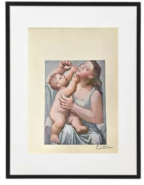 Pablo Picasso Print, Mother and Child, 1922 - Signed Hand Tipped Color, 1954