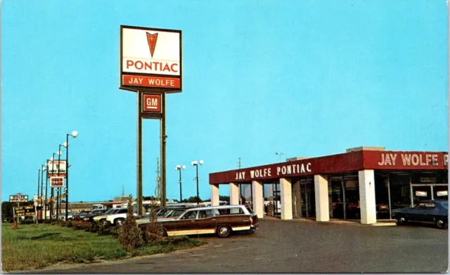 Jay PONTIAC Car Dealership, KANSAS CITY, Kansas Chrome Advertising Postcard