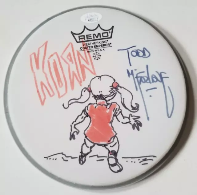 Todd McFarlane REAL SIGNED 8" Drumhead w/ KORN Follow The Leader Sketch JSA COA