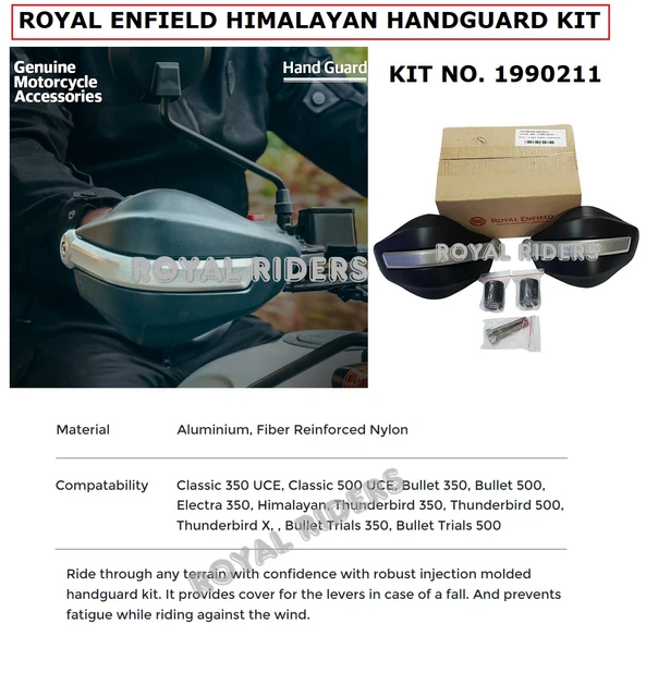 thumbnail image 2 of Genuine Royal Enfield Hand Guard Kit – Fits Himalayan, Trails, Classic, Bullet, Thunderbird – Black 2 of 6
