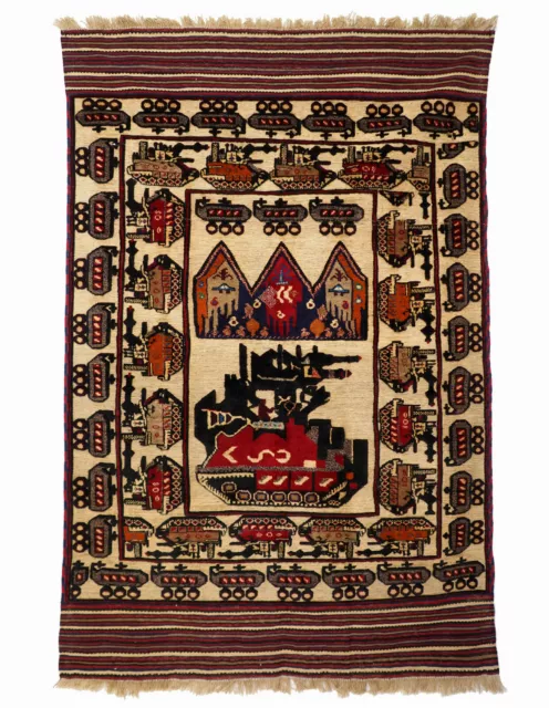 200x132 cm  Afghan Warrug Kriegteppich Handgeknüpf Teppich Rug Afghanistan 19/35