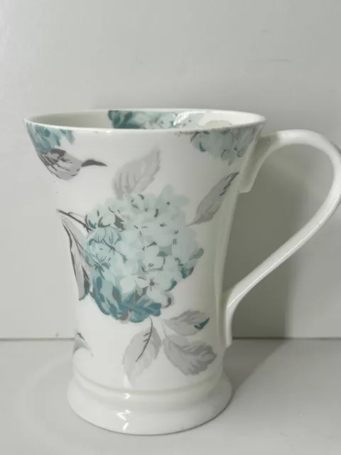 Laura Ashley Home Blue and Grey Hydrangea Wide Top Ceramic Coffee Mug