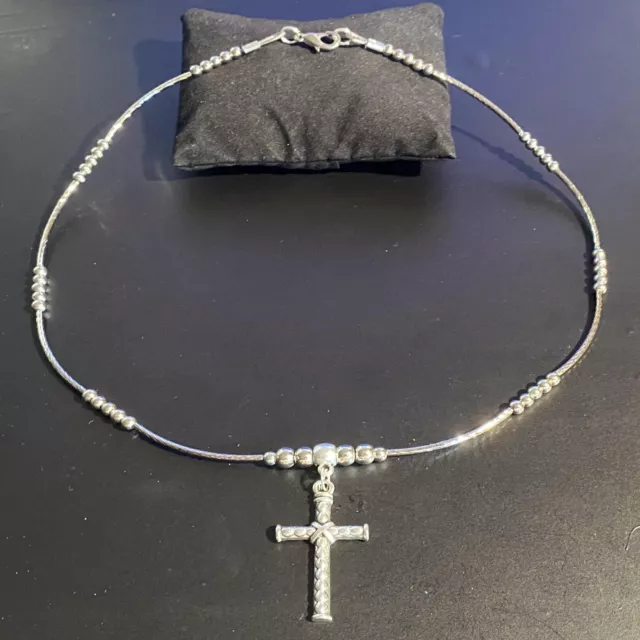 Collana da uomo rosario con croce argento catenina girocollo lunga 50 cm donna