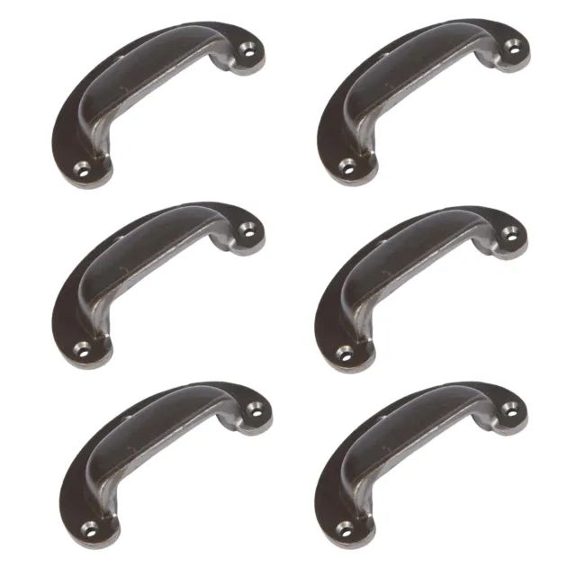 6x Wide Lipped Cabinet Cup Handle Cast Iron Cupboard Handles 95mm x 40mm Raw