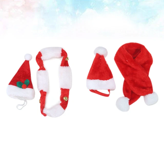 Katze Weihnachtsmann Schal: 2 Sätze Haustier Weihnachten Santa Kostüm Set Welpen