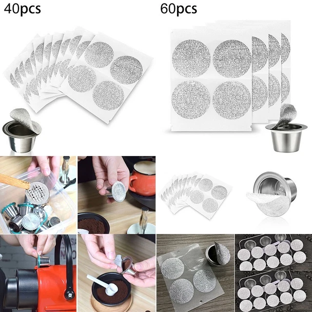 40/60 Psc Refillable For Nespresso Coffee Capsule Flim Sticker Self Adhesive Lid