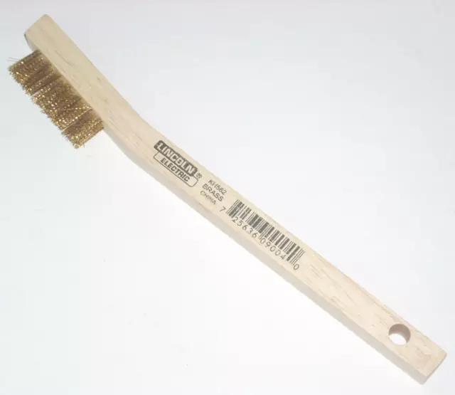 Lincoln Electric KH582 Brass Wire Brush Wood Handle 3 Col 7 Row 7 3/4 in Long