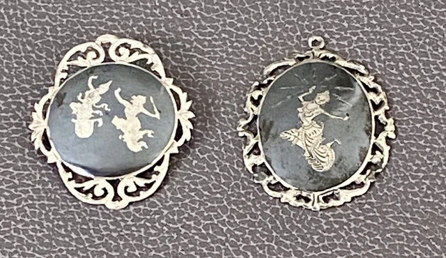 Broche Ancienne En Argent Sterling - Motif Apsara/Siam - Fin XIXe / Début XXe Siècle