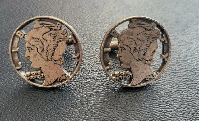 VINTAGE Men's 1942 Mercury Head Dime Cufflinks VINTAGE Men's 1942 Mercury Head Dime Cufflinks