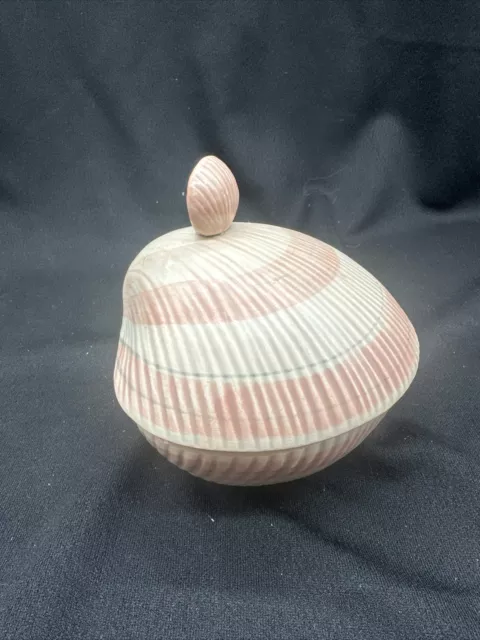 Fitz and Floyd Sea Shell Clam Covered Candy Dish Bowl with Lid Trinket Box