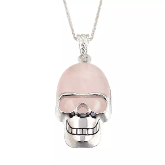 Natural Quartz Human Crystal Skull Head Pendant Necklace Jewelry Skeleton Choker