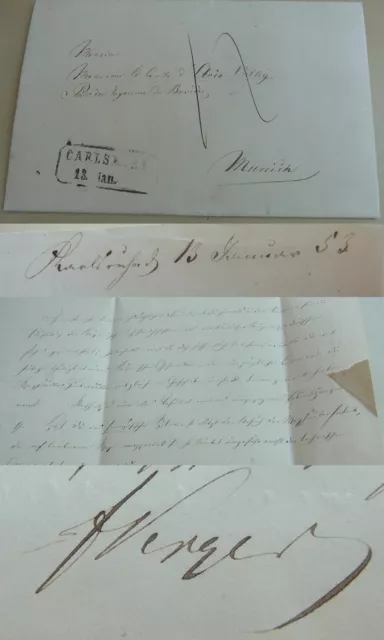 Diplomate Ferdinand De Verger: Brief Karlsruhe 1853 Sur Zuckerfabrik Waghäusel