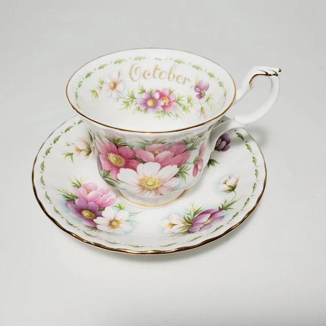 Royal Albert Cosmos October Flower of the Month Tea Coffee Cup Saucer Bone China