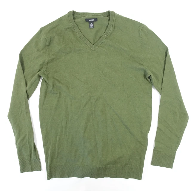 ALFANI Verde Piccolo Scollo A V Maglione Uomo Usato