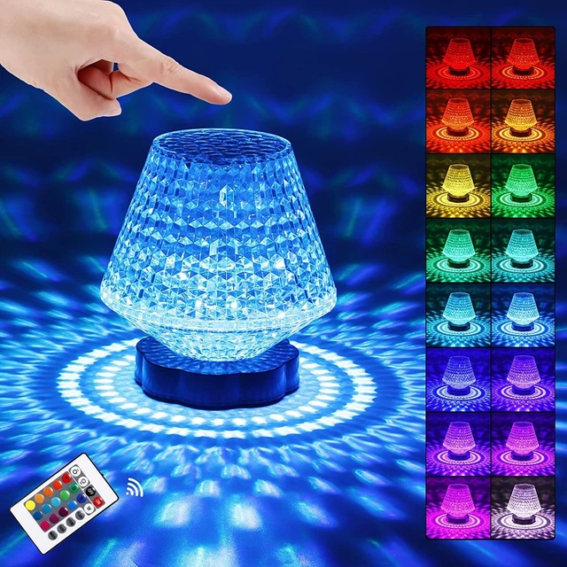 Lampada da tavolo effetto cristallo ricaricabile touch dimmerabile telecomando