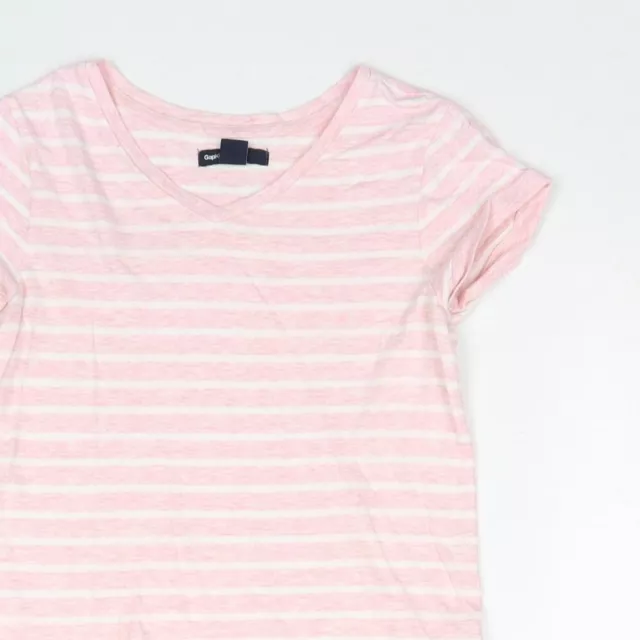 T-shirt base a righe rosa Gap 100% cotone taglia 8-9 anni collo rotondo 3