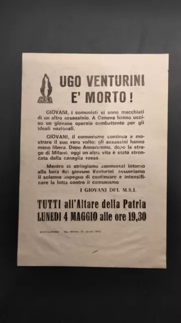1970 Ugo Venturini Msi Almirante Anni 70 Piombo Movimento Sociale Ramelli Rauti