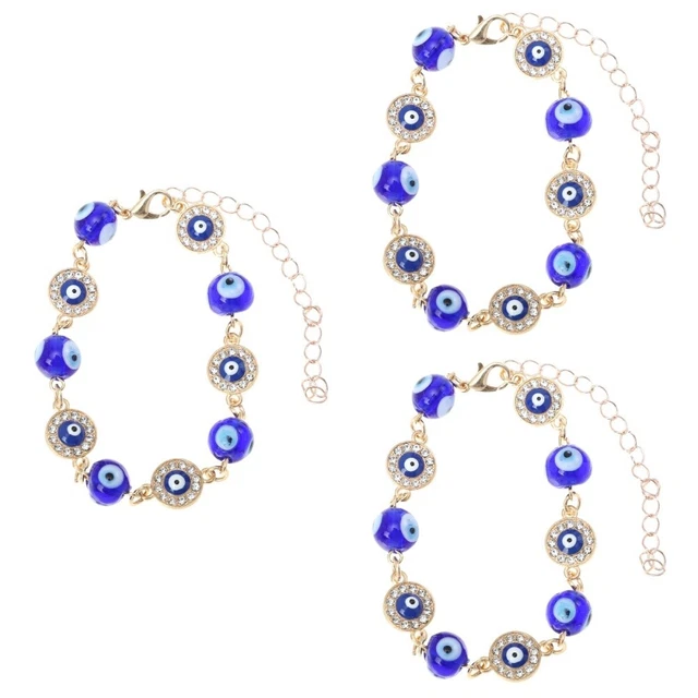 3x Turkish Bracelets Evil Eye Bangle Beaded Bangles Beaded Wristband