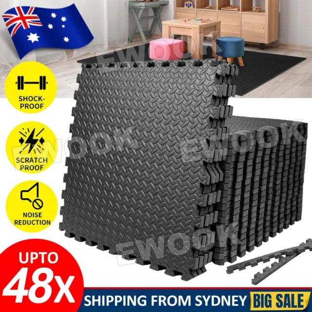 48X Interlocking Heavy Duty EVA Foam Gym Flooring Mat Floor Mats Tiles 60x60cm