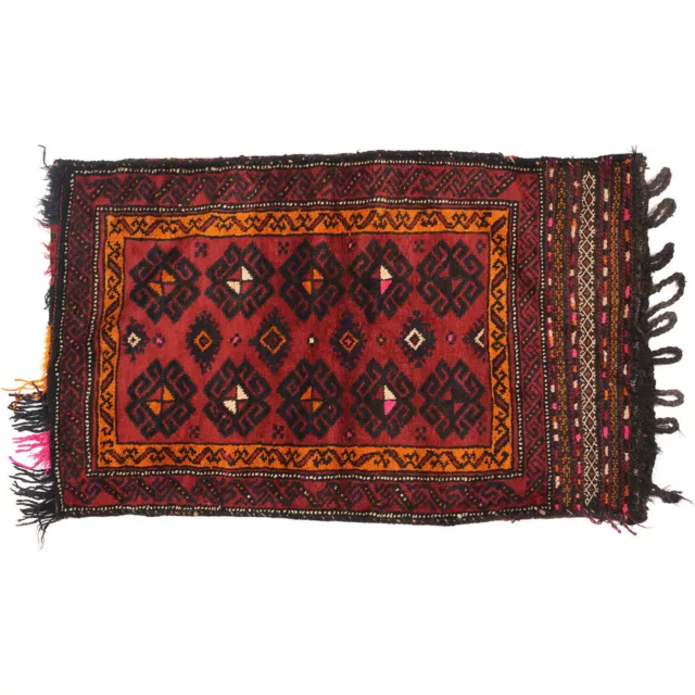 <11580> # Handmade Vintage Afghan Tribal Wall Hanging Cushion Rug ||96x58cm||