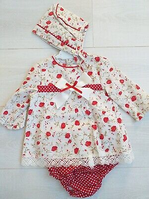 Baby Girls Romany Spanish dress set Red Floral 18 Months Christmas outfit